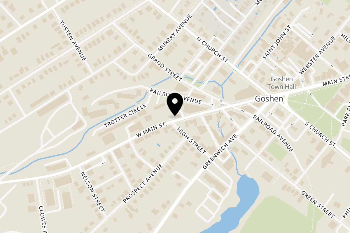 Map showing the location of La Polla Argentinian food on 190 W Main St in Goshen